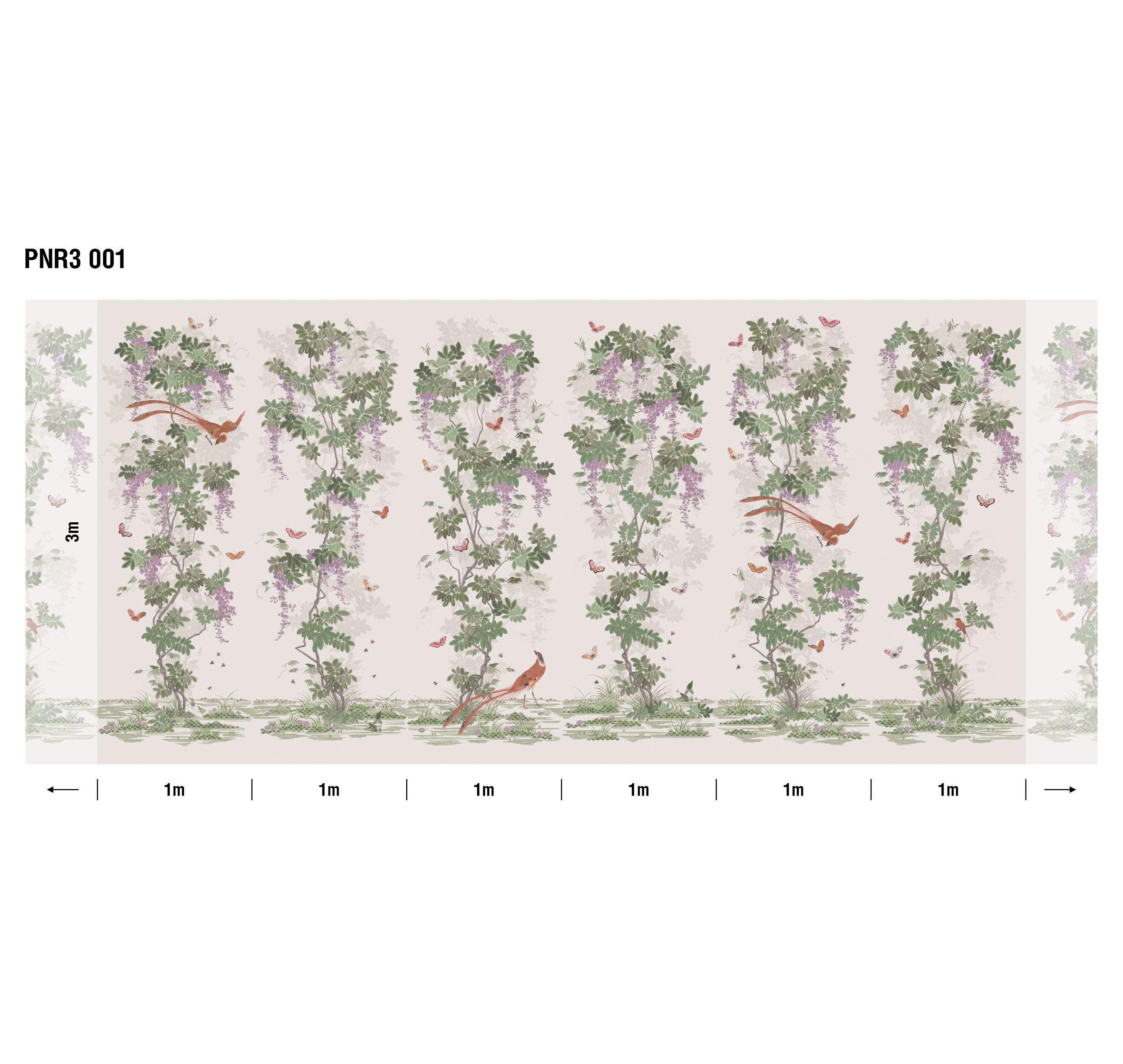 Панно Loymina Панорама Шинуазри: райский сад PNR3 001 3×1 Панно Loymina Панорама Шинуазри: райский сад PNR3 001 3×1